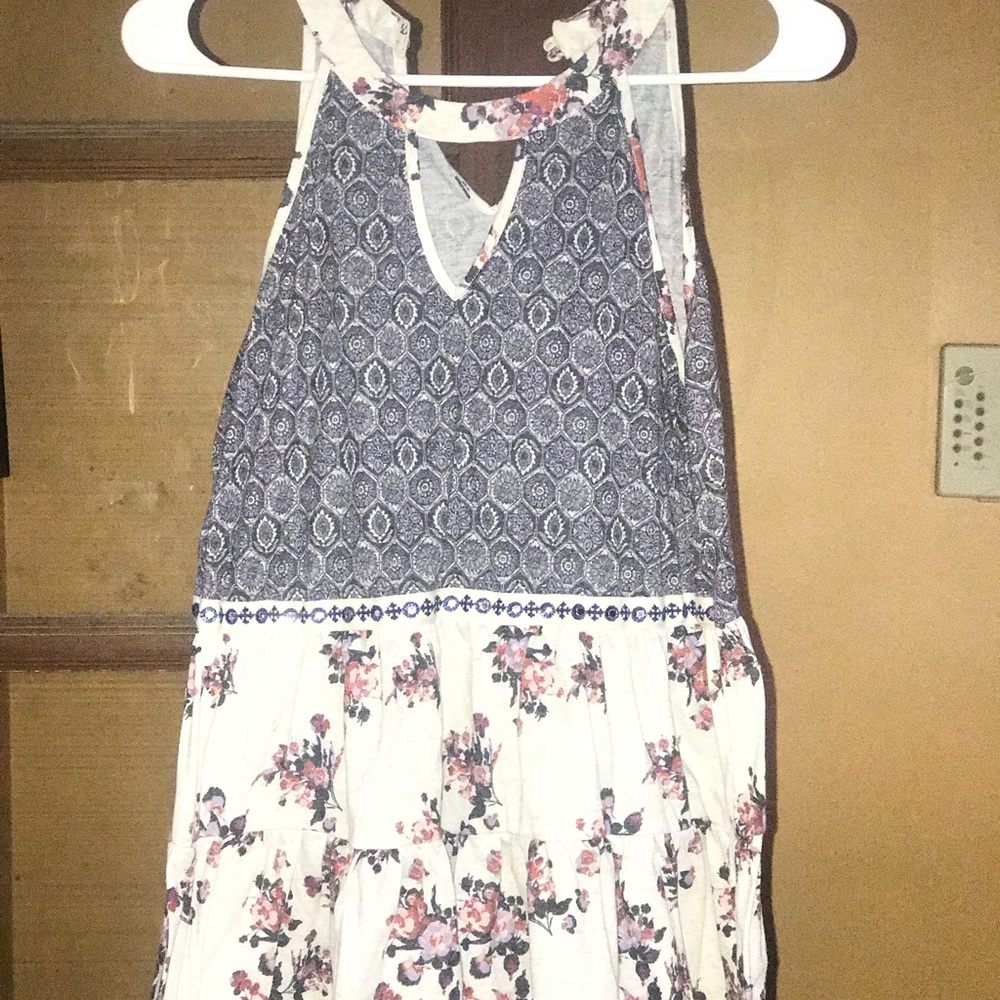 Jolt Floral Printed Medium Tank Top - Blue